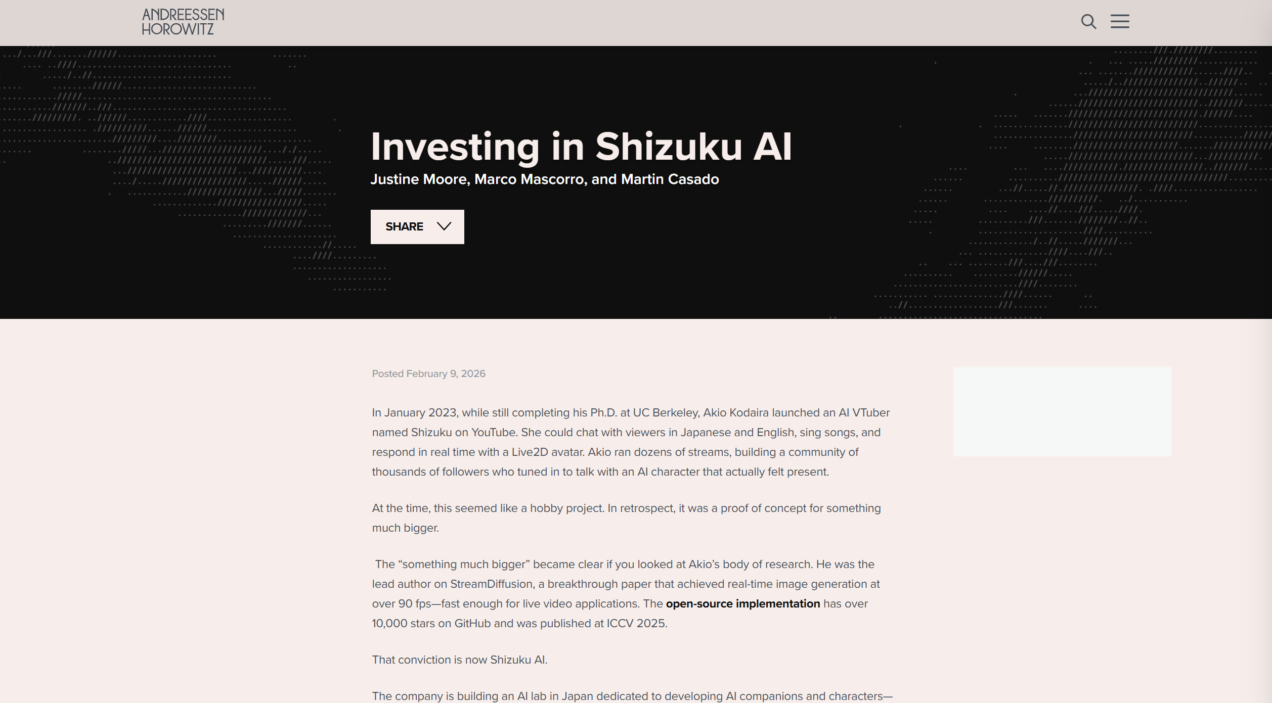 a16z官网截图，象征这家顶级风投正式进入日本市场